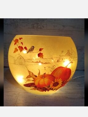 Rare Vintage Stony Creek Glass Electric Round Accent Light Fall Lamp
